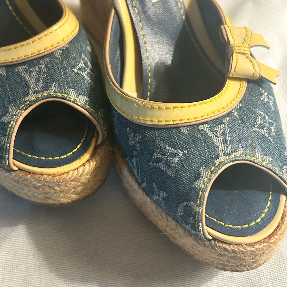 Louis Vuitton Monogram Denim Bow Espadrille Wedges - Picture 11 of 11